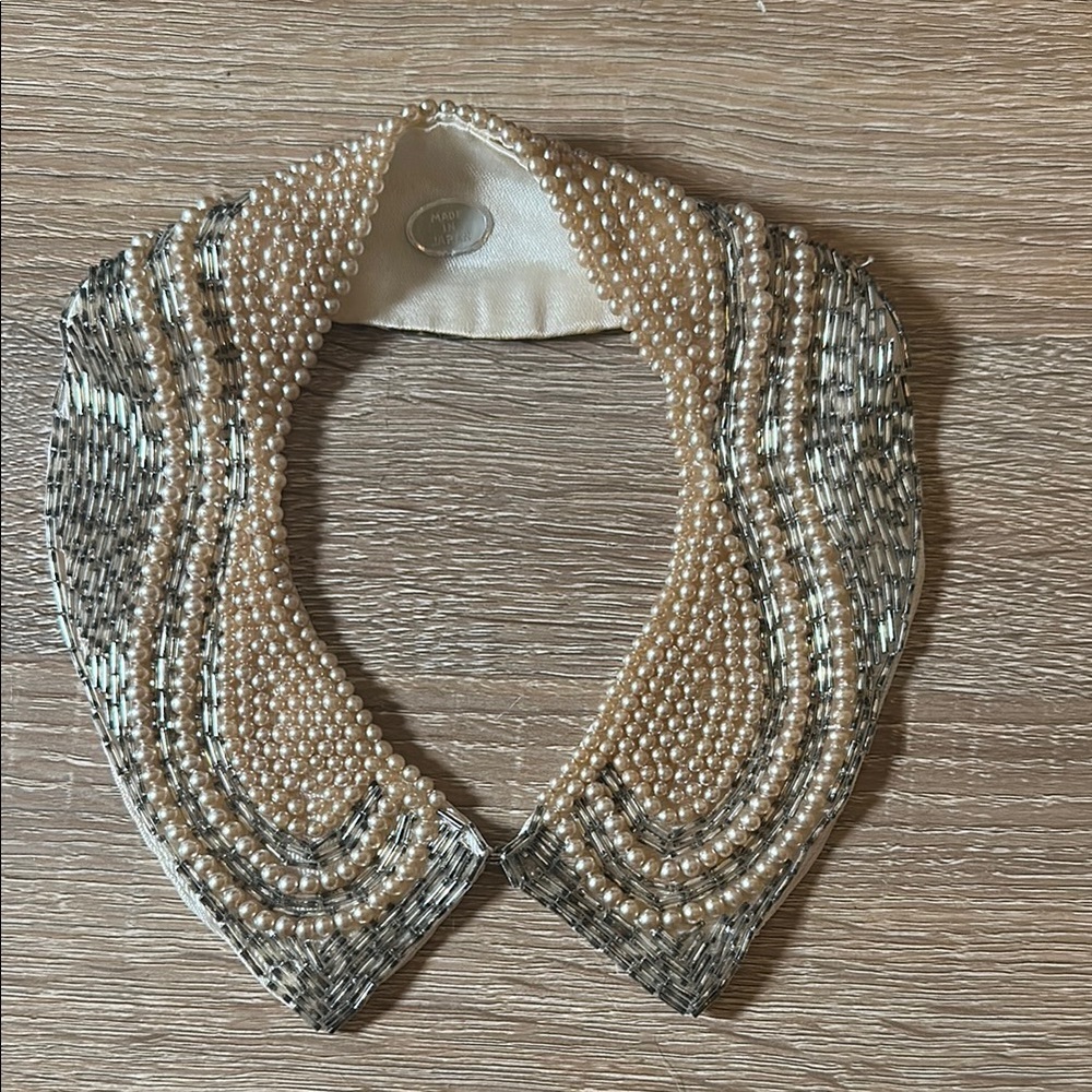 Pearl and Silver Beaded Collar Necklace